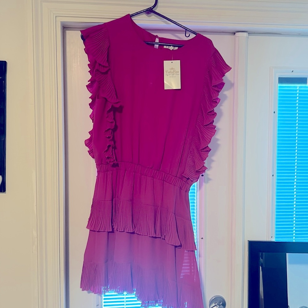 Dark pink ruffle dress